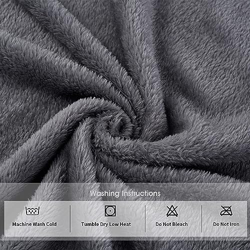 FashGudim Mens Hooded Robe Plush Shawl Collar Kimono Bathrobe Soft Warm Flannel Fleece Spa Robes House Coat Pajamas - color: Grey, size: X-Large-XX-Large