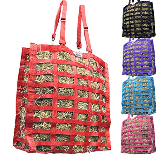 Derby Originals Supreme 4-Sided Slow Feed Hay Bag – Patented, 1-Year Warranty, 3.5" & 1.75" Openings - color: Red
