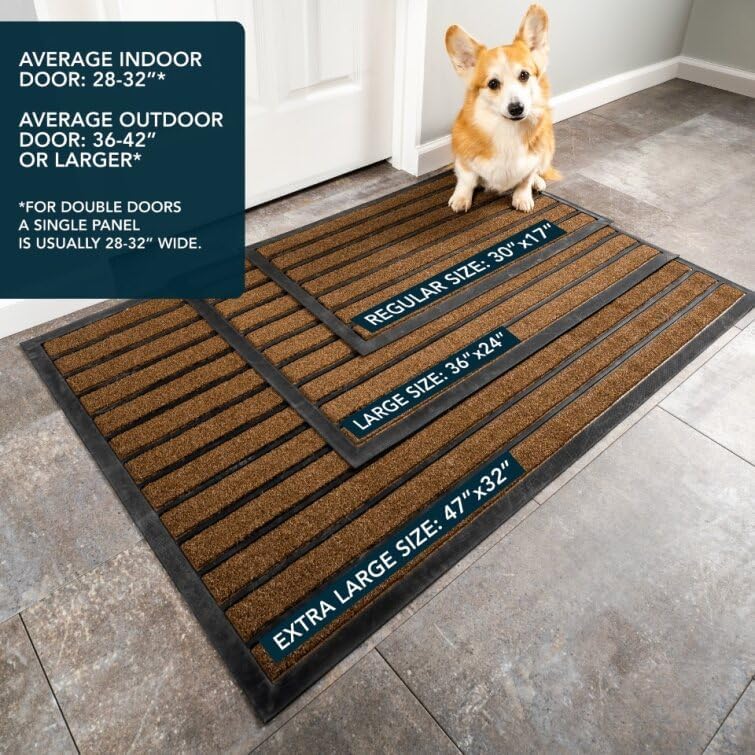 ubdyo Extra Durable Door Mat Outside Entrance (47" x 32", Bright Brown) | Dirt Trapping ,Non-Slip Backing, Indoor or Outdoor Use, Welcome Mat, Low Profile, Natural Rubber, Stain Fade Resistant - color: Bright Brown, size: 47" x 32" (Rectangular)
