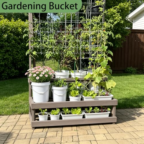 5 Gallon Large & 2.5 Gallon Small Bucket Set with Handle (2 Pack), Plastic Bucket for Cleaning Car Wash Paint Garden Outdoor, Food Grade Plastic Container for Water Kitchen Storage, White - size: 1 x 5 Gallon & 1 x 2.5 Gallon