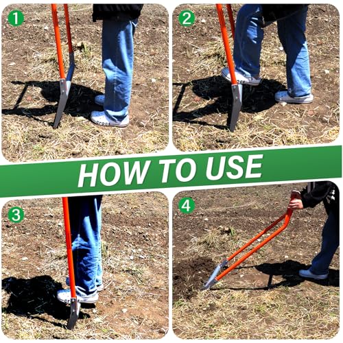 Broadfork 5-Tine Broad Fork for Gardening Ergonomic U-Shaped Design | Heavy Duty Broadfork Tool for Gardening Cultivating Farm Garden Digging Crushing Aerate Soil (Patent Pending)