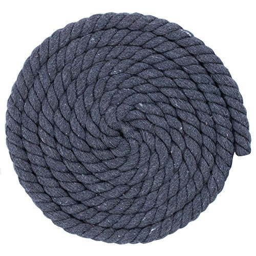 Twisted Natural Cotton Rope - 1/4 Inch - Solid Colors - Variety of Lengths and Colors to Choose from - color: Dark Gray, size: 10 feet