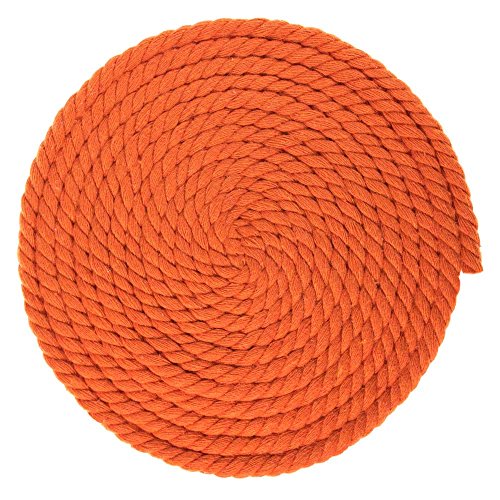 Twisted Natural Cotton Rope - 1/4 Inch - Solid Colors - Available in Lengths of 10 Feet, 25 Feet, 50 Feet, and 100 Feet - color: Orange, size: 10 feet