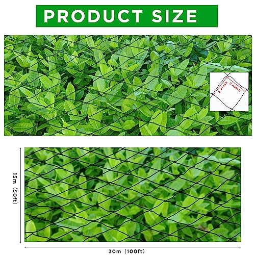 Windyun 1 Pc Bird Netting 50' X 100', 2.4" Mesh Poultry Net for Garden | Heavy Duty Reusable Poultry Barrier for Fruit Tree, Vineyard, Chicken Coop Protection Against Deer, Hawk, Squirrel - size: 50' X 100'