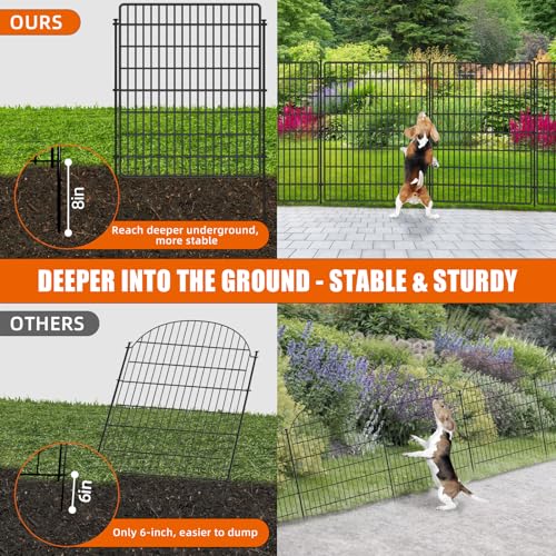 10 Panels No Dig Fence, 32 in(H) X 24 ft(L) Garden Decorative Fence Animal Barrier for Dogs, Rustproof Metal Garden Edging Border for Outdoor, Yard, Patio, Black - size: 10 Panels 32 in(H) X 24 ft(L)