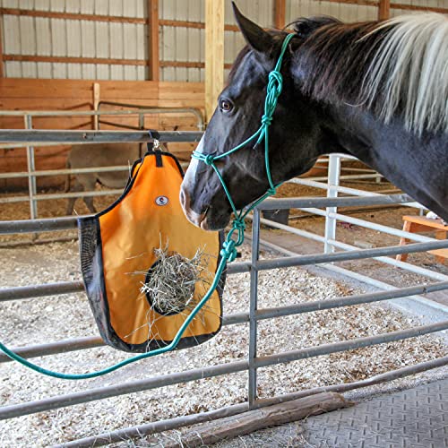 Majestic Ally 1/4" Rope 4 Knot Stiff Polyester Training Halter with 10’ Matching Lead Rope for Horses – Full (Red, Full) - color: Red, size: Full