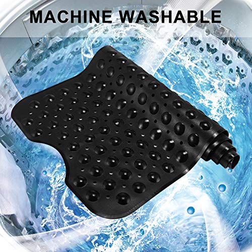 YINENN Bath and Shower Safety Mats 40x16 inch, Non Slip with Suction Cups for Bathroom Stall and Tub Floor, Extra Large and Machine Washable, Drain Holes Keep Bathtub Clean, Black - color: Black