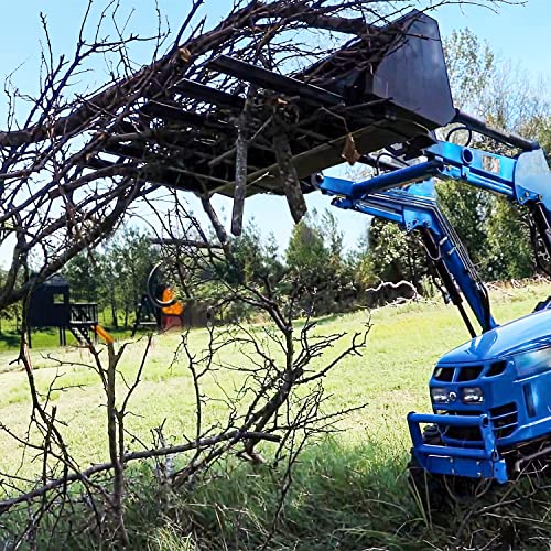 60" Clamp on Debris Forks 4000 lbs Loader Bucket Fork | Heavy duty clamp on pallet forks and debris forks attachments fit for loader bucket, skid steer, and tractor. - size: 60 IN