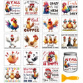 GLOBLELAND 18 Sheets Funny Chicken Rub on Transfer 3.9x3.6inch Humorous Rooster Vase Home Decals Hen Transfer Stickers for Crafts Furniture Vase Glass Art Crafts Decorations - style: Funny Chicken