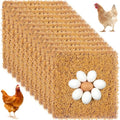 12 Pack Chicken Nesting Pads, 12x12 Inch Artificial Grass Nest Box Liners, Washable & Shed-Resistant Mat with Drain Holes for Hen Laying Eggs, Coop Bedding Accessories