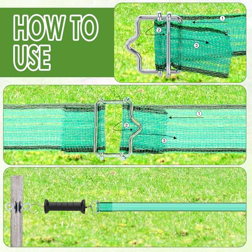Yookeer 12 Set Electric Fence Gate Handles Poly Tape Buckles Included, Stainless Steel Buckle, UV Resistant Plastic Insulator Handle for Agricultural Farm Livestock Fencing