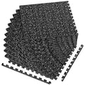 0.56'' Thick 48 Sq Ft Rubber Top High Density EVA Foam Exercise Gym Mats Non-Slip 12 Pcs - Interlocking Puzzle Floor Tiles for Home Gym Heavy Workout Equipment Flooring - 24 x 24in Tile