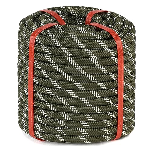 Double Braid Arborist Rope(1/2 in x 100ft) - 48 Strand Rope Swing for Tree Diverse Outdoor Applications Construction, Climbing, Swing, Sailing - size: 1/2 In x 100 Ft, style: Green