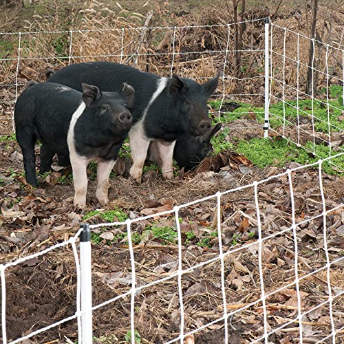 Premier 1 Pig QuikFence® Electric Fence for Pigs – 30"H x 100'L | White/black, single spike, high-visibility posts. 6 horizontal strands. For domestic pigs. Energizer sold separately.