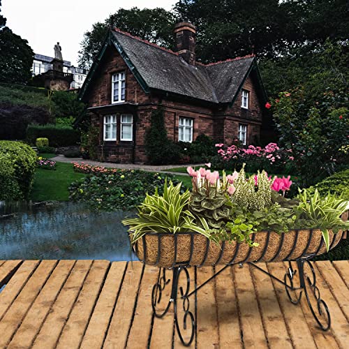 2pcs Trough Planter Basket Liners Coco Liner 24 inch, Thick Coconut Coir Liner Coco Fiber Liners Replacement for Wall Planter Window Box, Garden Fence Baskets Railing Planter In/Outdoors (24inch-2pcs) - color: 24inch-2pcs