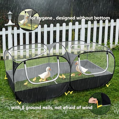 Small Animals Playpen, Portable Chicken Run Coop Large Chick Brooder Pet Cage Tent with Zipper Doors, Breathable Mesh Walls, Foldable Pet Enclosure for Cat Puppy Kitten Rabbits Indoor Outdoor