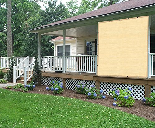 Shatex 90% Shade Fabric 10x 12ft Sun Shade Cloth with Grommets for Pergola Cover Canopy Wheat, 12 Bungee Balls - color: wheat, size: 10x12ft
