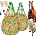 2Pcs Hay Bags for Horses, 40" Hay Nets for Horses with 2 Hooks & 2 Gloves, Durable Hanging Hay Feeder Net for Goat Horse, Strong Load-Bearing Slow Feed Hay Net for Horse Trailer