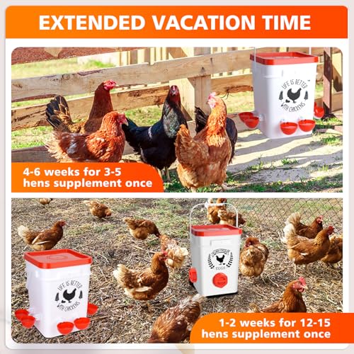 ‎Tgeyd Tgeyd 5Gal/25Lb Large Chicken Feeder and Waterer Set (Rain Proof/No Waste), with S-Hooks for Easy Hanging