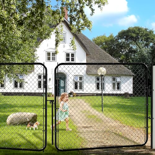 Adjustable Chain Link Fence Gate Kit,Rust-Resistant PVC Coated Garden Gate for Outside,Durable Outdoor Gate for Garden Fence, Pathways, Yards, and Driveways, 26"-72" Wide x 5' High - size: 5ft High
