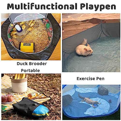 Amakunft Small Animal Playpen with Mesh Cover 47x23.6x15in – Portable Pop-Up Bunny Play Pen| Foldable and Breathable Indoor Outdoor Chick Brooder Box for Guinea Pig, Hamster, Rabbit, Kitten - color: Pink