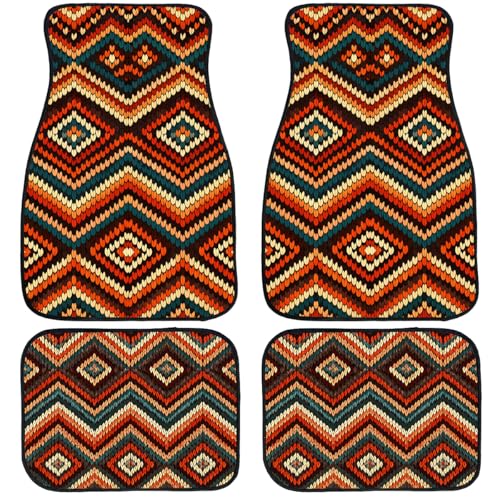 Boho Car Floor Mats Aztec Geometric Chevron Diamond Southwest Carpet Front Rear Carpets Mat Decorative Car Floor Carpets Non-Slip Auto Car Accessories Universal Fit Car Accessories for Truck - color: Boho