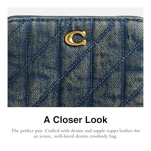 Coach Essential Small Zip Around Card Case with Quilting - color: Loved Denim Dark Indigo, size: One Size