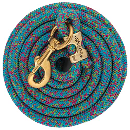 Weaver Leather Poly Lead Rope with Solid Brass 225 Snap - color: Mosaic - Sky Blue/Raspberry/Lime Green