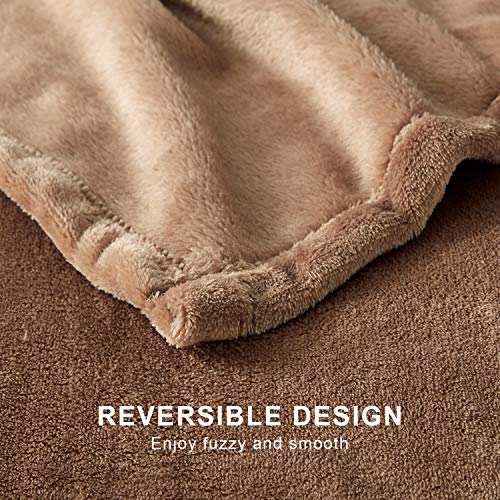 Hansleep Throw Camel Fleece Blanket, Soft Flannel Bed Blanket | Fuzzy Cozy Blanket 50x60 Inches, Multi-use for Bed, Sofa, Couch, Travel, Camping, All Season Warm Lightweight Cover - color: Camel, size: Throw (50x60 Inches)