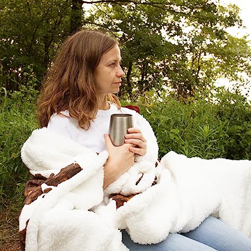 Indigo Hill by HiEnd Accents Elsa Cow Print 54x68 Sherpa Throw Blanket | Brown Cowhide Pattern, Rustic Western Style, Animal Print Fleece Blanket for Camping, Outdoor, Couch, Sofa, or Bed - color: Elsa Cow Print Brown