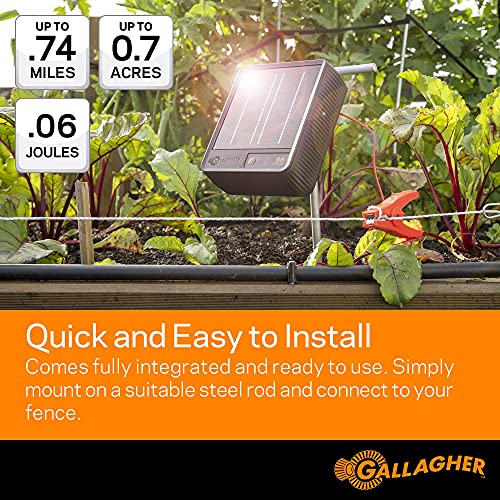 Gallagher S6 Solar Fence Charger with Digital Volt Meter | Solar-Powered Energizer for Gardens, Poultry & Livestock | Includes Digital Fence Tester to Monitor Voltage