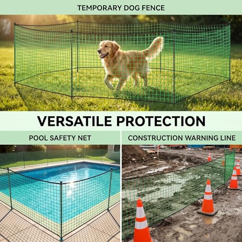 Plastic Garden Fence 4x30 FT,0.4" Mesh Deer Fence Roll | Green Heavy Duty Temporary Safety Fencing for Animals, Snow, Poultry, Deer, Yard & Construction,50PCS Zip Ties - size: 4' x 30'