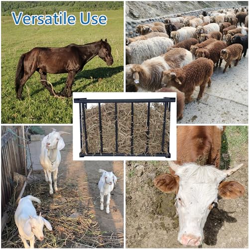 2Pcs Wall Mount Hay Rack 16 Gallon | 27'' Long Livestock Hay Feeder Carbon Steel Hay Feeder for Sheep, Goats, Horses, Indoor Outdoor Uses - size: 16INCH(2PCS)