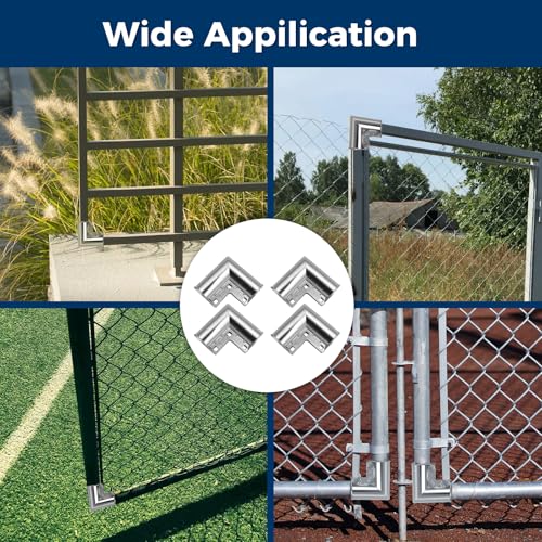 Aluminum Chain Link Fence Gate Corners for 1-3/8" x 1-3/8" OD Pipe, 90 Degree Gate Elbow Kit with Gloves, Bolts and Nuts, 8 Pack