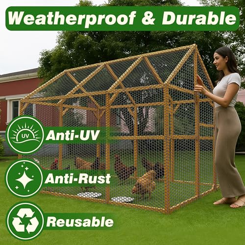 Gardzen Plastic Chicken Wire Mesh 16in x 10ft with 20pcs Ties | Durable Chicken Fence for Poultry, Garden Protection & DIY Crafting, Heavy-Duty Mesh Netting for Outdoor & Indoor Use - size: 16In x 10ft