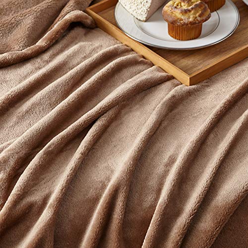 Hansleep Throw Camel Fleece Blanket, Soft Flannel Bed Blanket | Fuzzy Cozy Blanket 50x60 Inches, Multi-use for Bed, Sofa, Couch, Travel, Camping, All Season Warm Lightweight Cover - color: Camel, size: Throw (50x60 Inches)