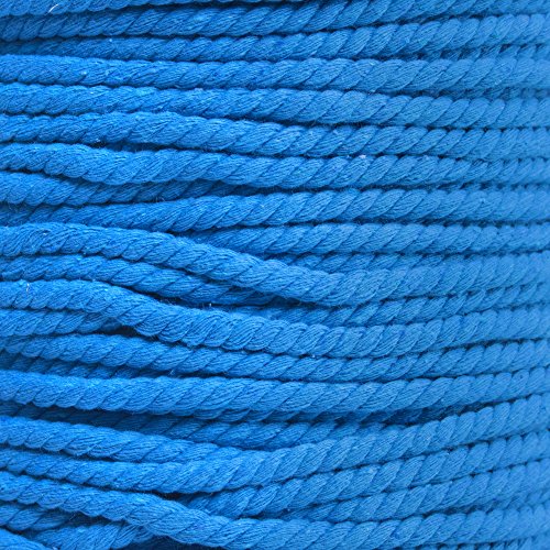 Twisted Natural Cotton Rope - 1/4 Inch - Solid Colors - Available in Lengths of 10 Feet, 25 Feet, 50 Feet, and 100 Feet - color: Light Blue, size: 10 feet