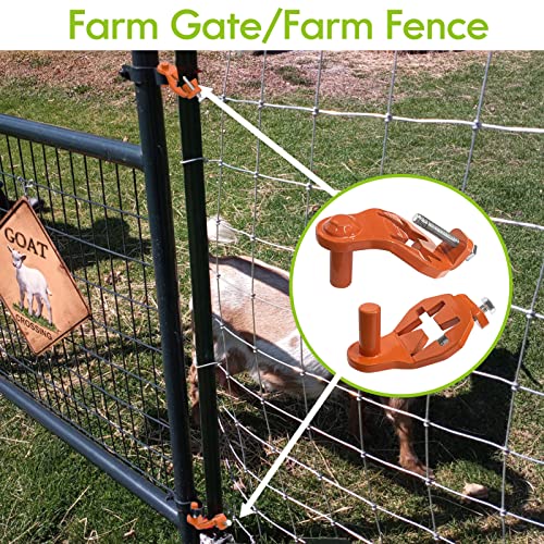 T-Post Gate Hinge Pins - Heavy Duty Gate Hanger, Hang a gate from a Metal T Post, Steel Gate Hinges Target Hanger for Farm Gate, Garden & Backyard Gate, Easy to Install (Patent) - color: Orange