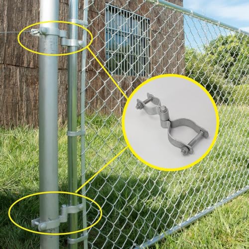 2 Pack 1-5/8" x 2-3/8" Chain Link Fence Gate Hinge Kit, Galvanized Steel Gate Hinges, Heavy Duty with 2 PCS 1-5/8" Frame Hinge and 2 PCS 2-3/8" Post Hinge, Bolts & Nuts Included - size: 1-5/8" x 2-3/8"