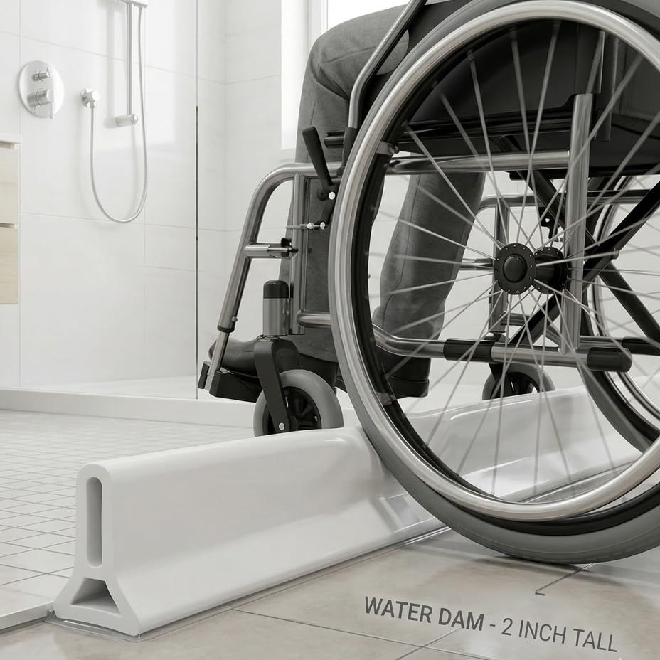 78Inch Collapsible Shower Threshold Water Dam 2" High Shower Barrier Water Stopper 2" Tall Shower Water Guard To Keep Water In Shower Dry And Wet Separation Bathroom Wheelchair Accessible - color: White, style: 78inch