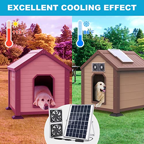 Solar Fan for Greenhouse, 10W Solar Powered Fan for Chicken Coop, Waterproof Solar Exhaust Fan for Shed with 11.8ft/3.6m Cable - style: Solar Fan-10W