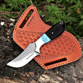 Custom Handmade 7'' fixed blade hoof rasp knife Cow boy knife Turquoise Handle Damascus steel Bull cutter, cowboy knives with pancake leather sheath (BLACK HORN) - color: BLACK HORN