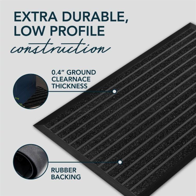 ubdyo Extra Durable Door Mat Outside Entrance (47" x 32", Bright Black) | Dirt Trapping ,Non-Slip Backing, Indoor or Outdoor Use, Welcome Mat, Low Profile, Natural Rubber, Stain Fade Resistant - color: Bright Black, size: 47" x 32" (Rectangular)