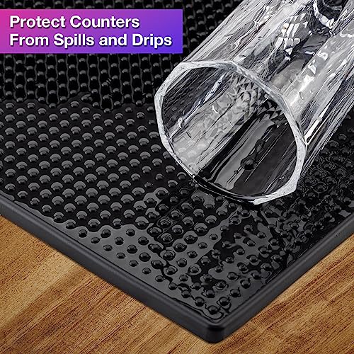 3PCS Black Rubber Bar Service Spill Mat, Bar Mat Set for Countertop | Flexible Barber Station Mat, Waterproof Home Bar Mats Restaurant Service Mat Nonslip Drying Mat - 24x3 & 18x12 & 12x6inch - size: Set of 3 Sizes