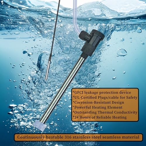 240V 3000W Submersible Portable Electric Pool & Hot Tub Immersion Water Heater with Thermostat, GFCI for Bathtubs, Inflatable Pool, Above Ground Pool, Swimming Pool and Baptistry
