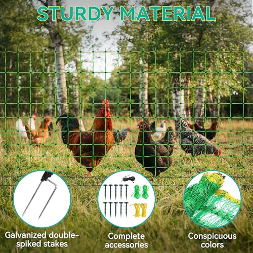 PPOLB Electric Poultry Fence Netting - 164'L x 41.5" H, Portable Movable Nets Mesh for Chickens, Ducks, Geese, Rabbits, Electric Fencing for Backyards, Homesteaders, Farms Ranches, and Gardens - size: 164'L x 41.5"H Poultry