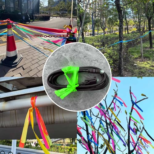 2 Pack Green Flagging Tape, Non-Adhesive, 1"*294ft | Plastic Ribbon Neon Marking Roll, Marking Tape for Tree Marking, Hunting, Boundaries and Hazardous Areas,Trail Marking - color: Green-2pcs
