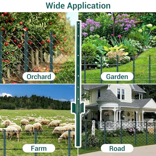 GarveeLife Fence Posts 4 Feet, Pack of 10, Metal Fence Poles U Post Sturdy Duty Fence Stakes Step in Post No Dig Fence Post for Garden Yard
