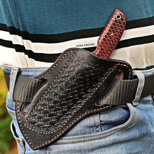Custom Handmade 7'' fixed blade hoof rasp Hawkbill fixed blade Knife Electricians Knife Lineman’s Hawkbill knife, with pancake leather sheath (HWK COOPER) - color: HWK COOPER