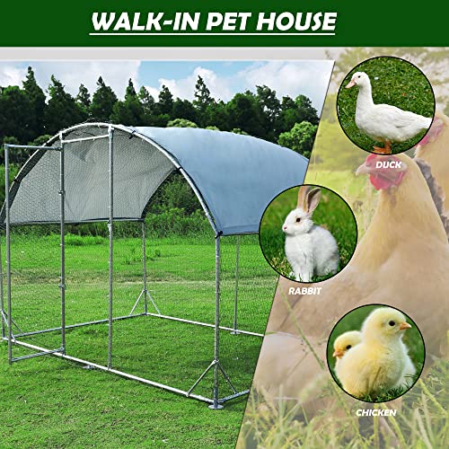 TOLEAD Large Metal Chicken Coop Upgrade Tri-Supporting Wire Mesh Chicken Run,Chicken Pen Walk in with Water-Resident and Anti-UV Cover,Duck Rabbit House Outdoor（78.1" L x 108" W x 78" H） - size: 78.1"L x 108.0"W x 78.0"H